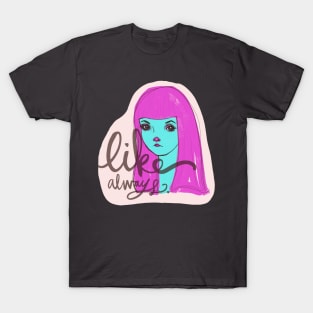 Cute Girl With Pink Girl: Artistic Drawing Portrait T-Shirt